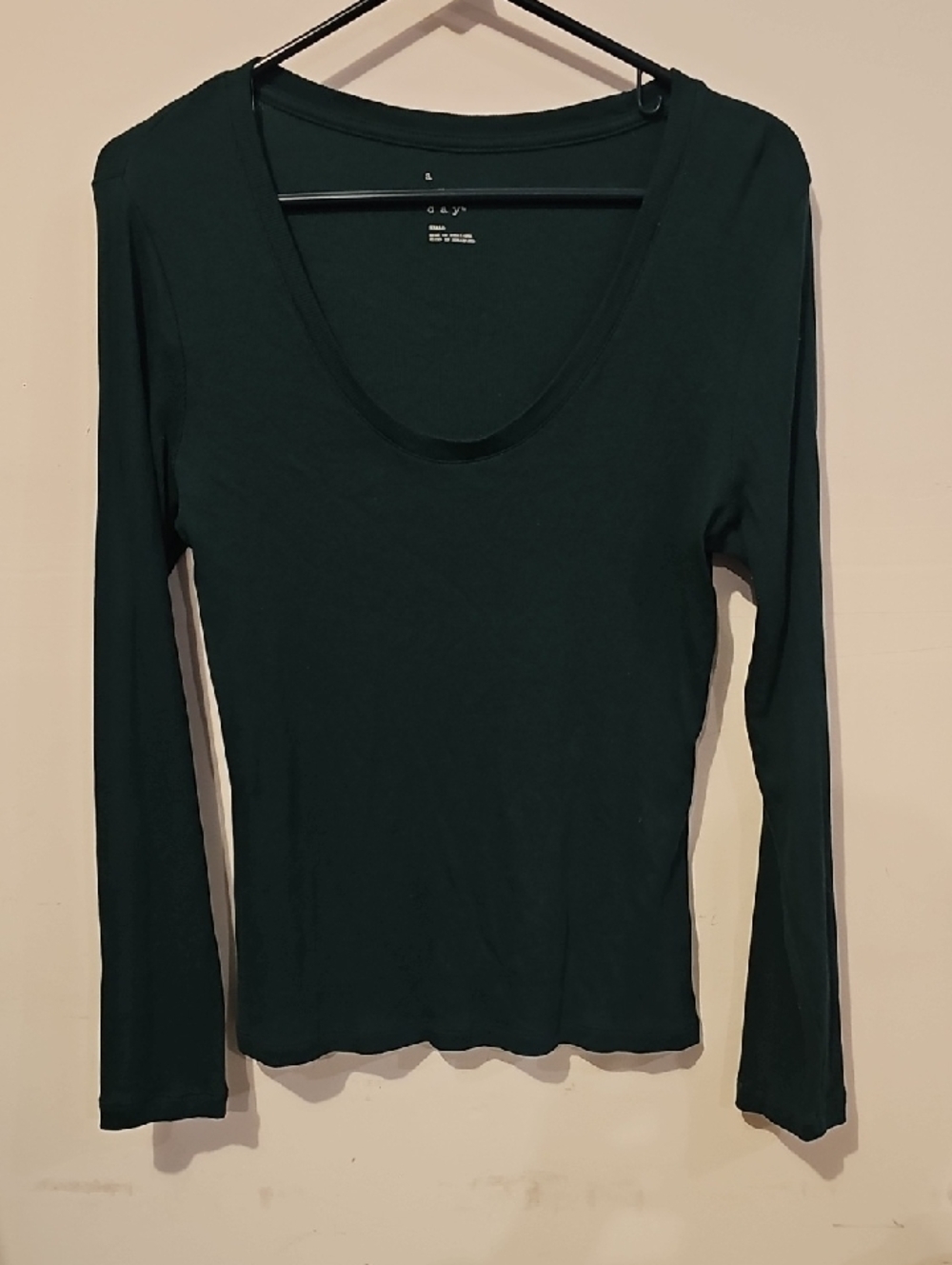 A New Day Womens Dark Green Long Sleeve Shirt. Sz Small Ribbed! Like New!!